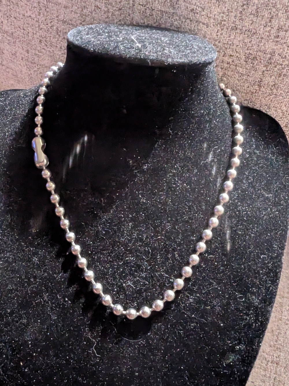 Silver Tone Beaded Necklace - Classic Silver Ball Chain